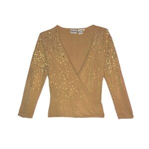 Vintage Newport News Gold Embellished Wrap Top